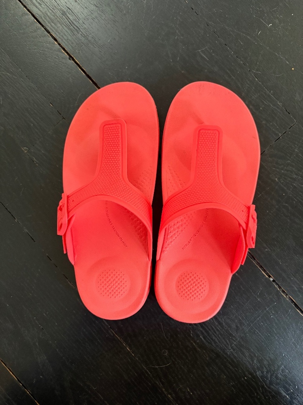 Fitflop Iqushion Womens Size 6 Neon Orange Adjustable Buckle Sandals Shoes